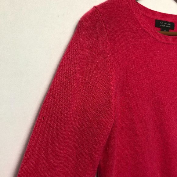 Tahari Women 100% 2-Ply Cashmere Sweater Size Medium Hot Pink M113 -21 - Picture 4 of 16